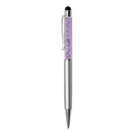   Golyóstoll, ezüst, felül orgonalila SWAROVSKI® kristállyal töltve, érintővel, 14 cm, ART CRYSTELLA®