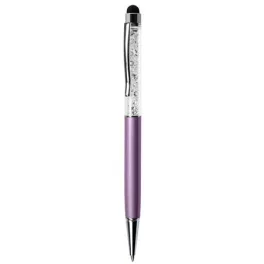   Golyóstoll, orgonalila, felül fehér SWAROVSKI® kristállyal töltve, érintővel, 14 cm, ART CRYSTELLA®