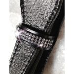 Tolltok, fekete, bőr, 3 sor fehér SWAROVSKI® kristállyal, 16cm, ART CRYSTELLA®