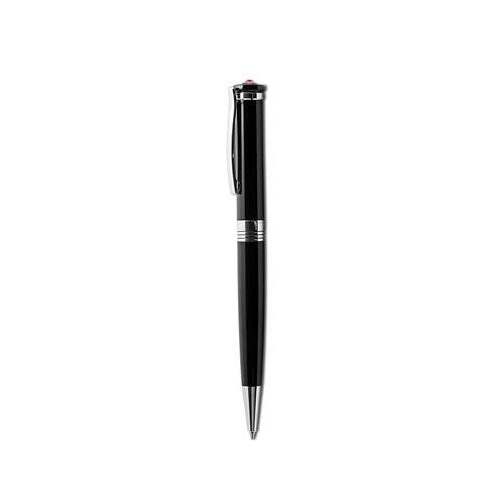 Golyóstoll, fekete, "Rimini", rózsaszín SWAROVSKI® kristállyal, 14 cm, ART CRYSTELLA®