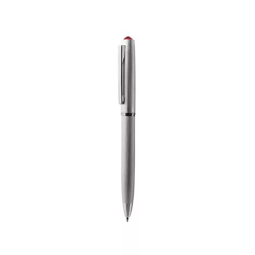 Golyóstoll, ezüst, "Oslo", light siam piros SWAROVSKI® kristállyal, 13 cm, ART CRYSTELLA®