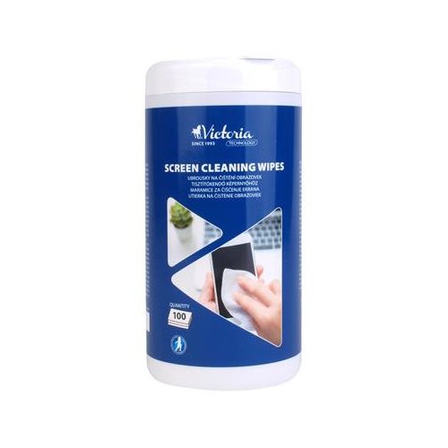 Tisztítókendő, képernyőhöz, 100 db, VICTORIA TECHNOLOGY