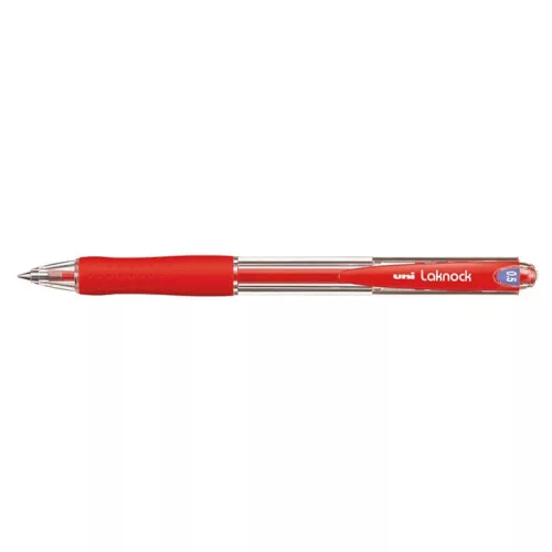 Golyóstoll, 0,3 mm, nyomógombos, UNI "SN-100 Laknock", piros