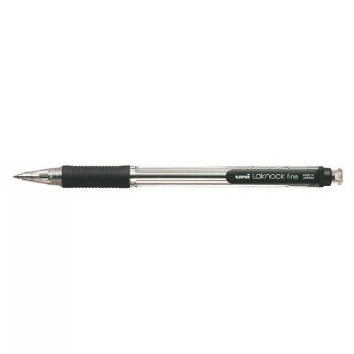 Golyóstoll, 0,4 mm, nyomógombos, UNI "SN-101 Laknock Fine", fekete
