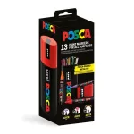 Dekormarker készlet, Posca fém dobozos, UNI "Posca", 13 különböző szín