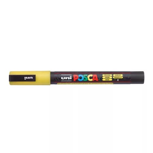 Dekormarker, 0,9-1,3 mm, UNI "Posca PC-3ML", fényes sárga