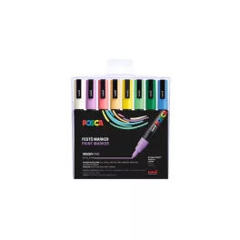   Dekormarker készlet, 0,9-1,3 mm, UNI "Posca PC-3M", 8 különböző pasztell szín