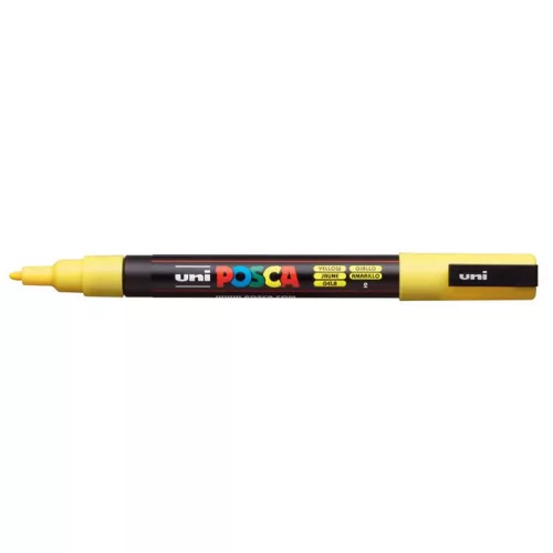 Dekormarker, 0,9-1,3 mm, UNI "Posca PC-3M", sárga
