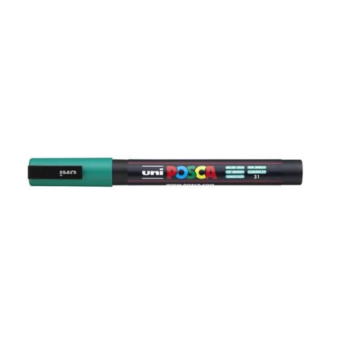 Dekormarker, 0,9-1,3 mm, UNI "Posca PC-3M", smaragdzöld