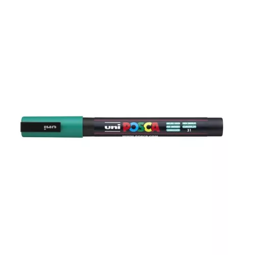 Dekormarker, 0,9-1,3 mm, UNI "Posca PC-3M", smaragdzöld