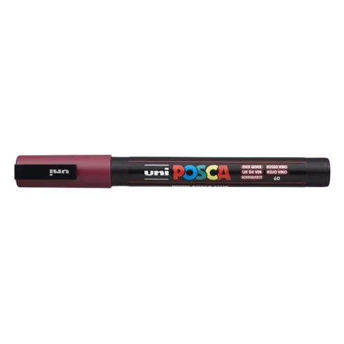 Dekormarker, 0,9-1,3 mm, UNI "Posca PC-3M", vörösbor