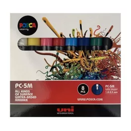   Dekormarker készlet, 1,8-2,5 mm, UNI "Posca PC-5M", 8 különböző szín