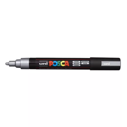 Dekormarker, 1,8-2,5 mm, UNI "Posca PC-5M", ezüst