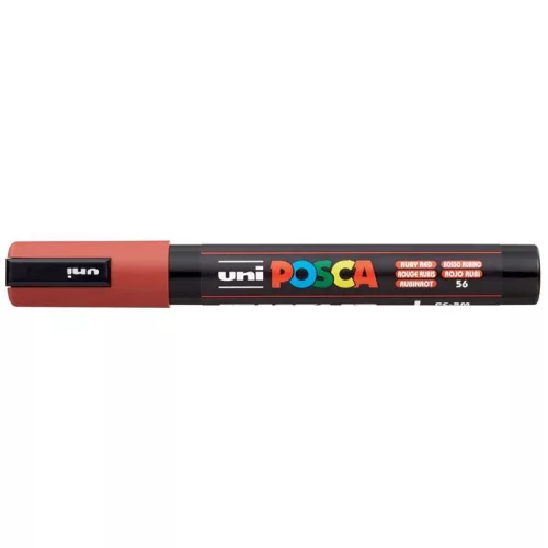 Dekormarker, 1,8-2,5 mm, UNI "Posca PC-5M", rubin vörös