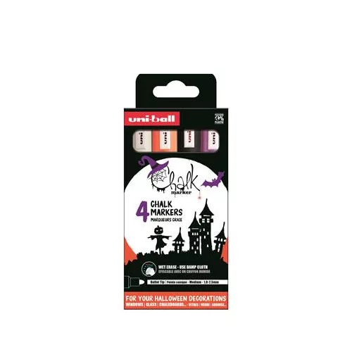 Krétamarker készlet, 1,8-2,5 mm, UNI "PWE-5M","Halloween", 4 különböző szín