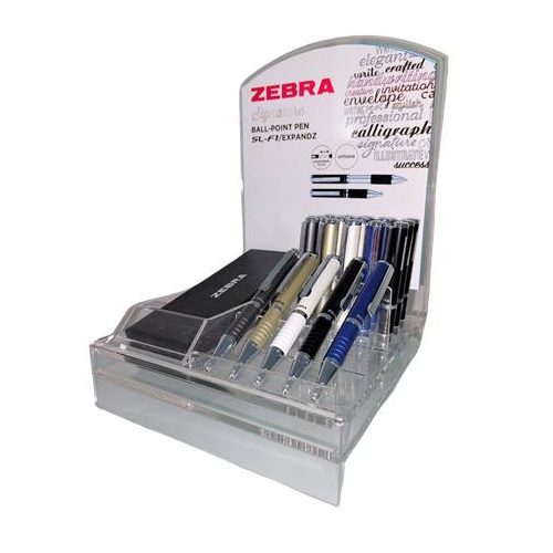 Golyóstoll display, 0,24 mm, teleszkópos, ZEBRA "SL-F1", kék