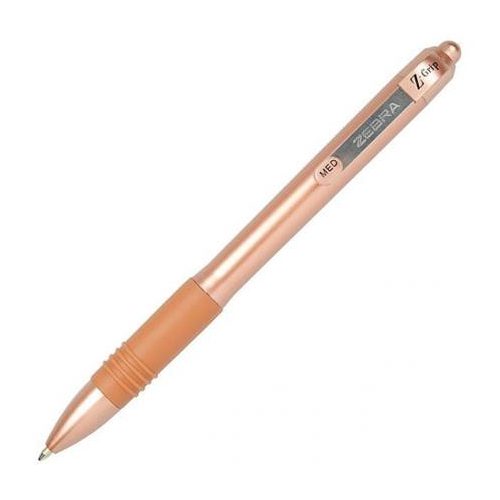 Golyóstoll, 0,27 mm, nyomógombos, ZEBRA "Z-Grip Smooth Rose Gold", kék