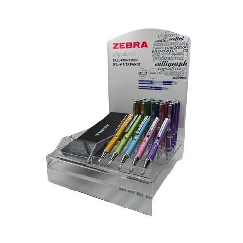 Golyóstoll display, 0,24 mm, teleszkópos, ZEBRA "SL-F1", kék, világos színek