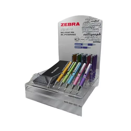 Golyóstoll display, 0,24 mm, teleszkópos, ZEBRA "SL-F1", kék, világos színek