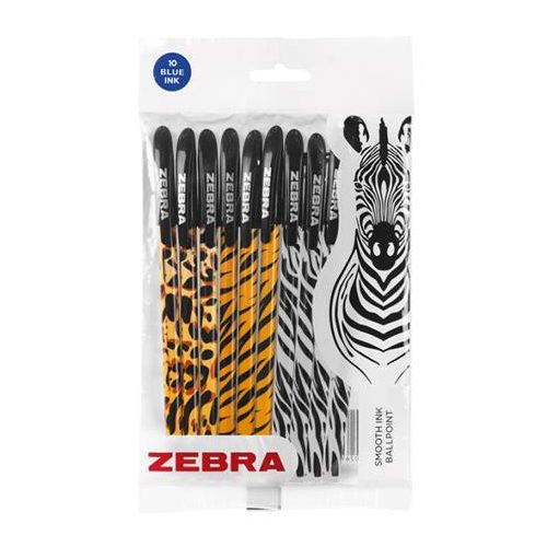 Golyóstoll, 0,27 mm, kupakos, vegyes testszín, ZEBRA "Animal Doodler'z", kék