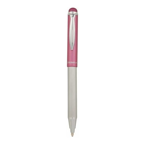 Golyóstoll, 0,24 mm, teleszkópos, rozsdamentes acél, pink tolltest, ZEBRA "Telescopic Metal Stylus", kék
