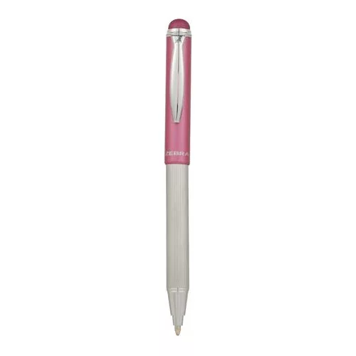 Golyóstoll, 0,24 mm, teleszkópos, rozsdamentes acél, pink tolltest, ZEBRA "Telescopic Metal Stylus", kék