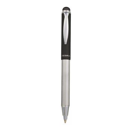 Golyóstoll, 0,24 mm, teleszkópos, rozsdamentes acél, grafitszürke tolltest, ZEBRA "Telescopic Metal Stylus", kék