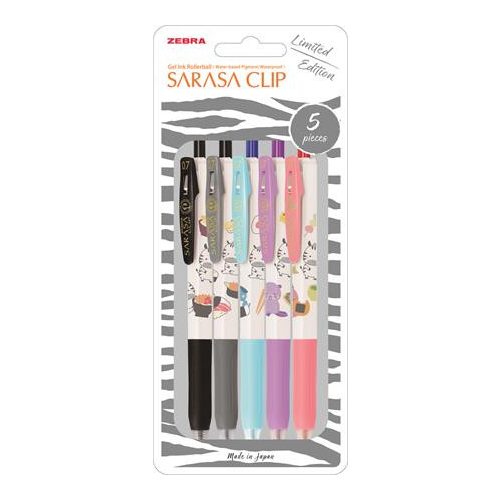 Zseléstoll készlet, 0,33 mm, nyomógombos, ZEBRA "Sarasa Clip Kawai Animal"