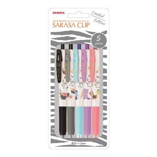 Zseléstoll készlet, 0,33 mm, nyomógombos, ZEBRA "Sarasa Clip Kawai Animal"