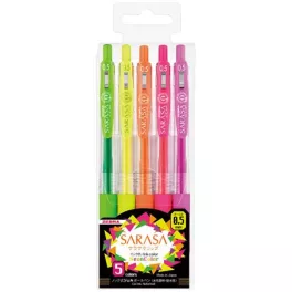  Zseléstoll készlet, 0,33 mm, nyomógombos, ZEBRA "Sarasa Clip Neon", 5 neon szín