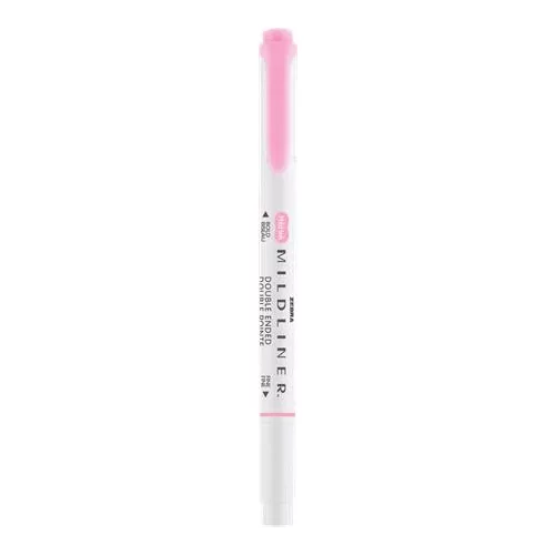 Szövegkiemelő, 1,0/3,5 mm, kétvégű, ZEBRA "Mildliner Fluorescent", rózsaszín