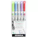 Szövegkiemelő készlet, 1,4/4,0 mm, kétvégű ZEBRA "Mildliner Cool & Refined" 5 szín