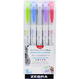   Ecsetirón készlet, kétvégű ZEBRA "Mildliner Cool & Refined", 5 szín