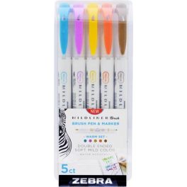   Ecsetirón készlet, kétvégű ZEBRA "Mildliner Warm", 5 szín