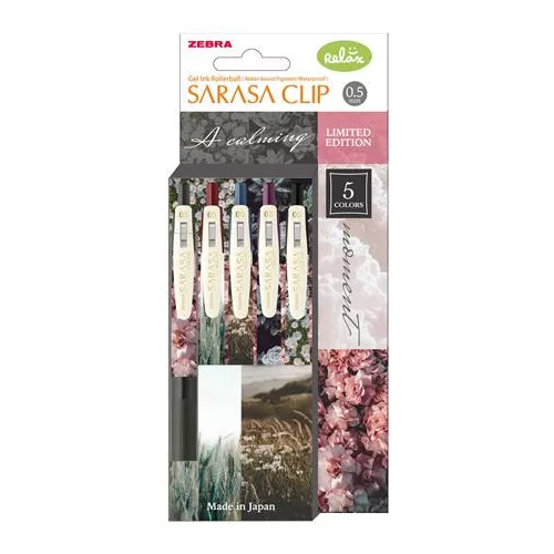 Zseléstoll, 0,33 mm, nyomógombos, ZEBRA "Sarasa Clip Calming Moment", 5 különböző szín