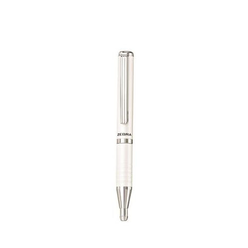 Golyóstoll, 0,24 mm, teleszkópos, metálfehér tolltest, ZEBRA "SL-F1", kék