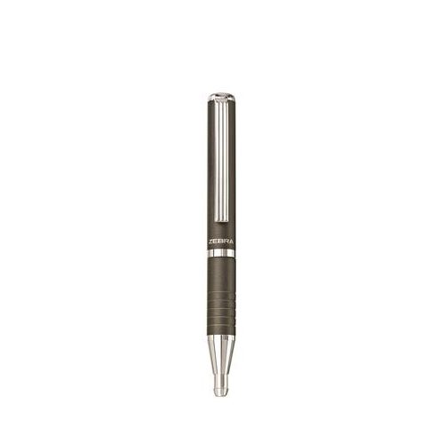 Golyóstoll, 0,24 mm, teleszkópos, metálszürke tolltest, ZEBRA "SL-F1", kék