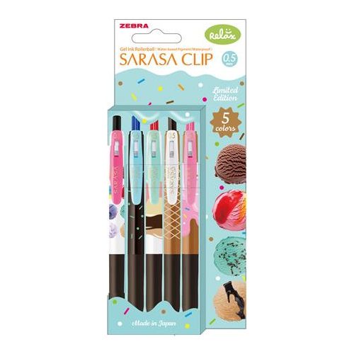 Zseléstoll, 0,33 mm, nyomógombos, ZEBRA "Sarasa Clip Ice Cream", 5 különböző szín