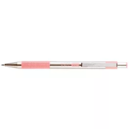   Golyóstoll, 0,24 mm, nyomógombos, rozsdamentes acél, pasztell rózsaszín tolltest, ZEBRA "F-301", kék