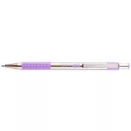   Golyóstoll, 0,24 mm, nyomógombos, rozsdamentes acél, pasztell-lila tolltest, ZEBRA "F-301", kék