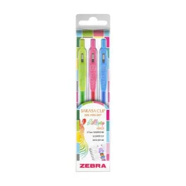   Zseléstoll készlet, 0,33 mm, nyomógombos, ZEBRA "Sarasa Clip Lollipop", 3 különböző szín