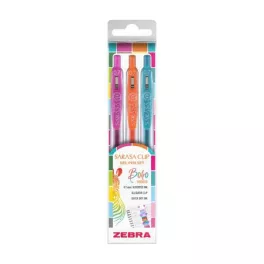   Zseléstoll készlet, 0,33 mm, nyomógombos, ZEBRA "Sarasa Clip Boho Vibes", 3 különböző szín