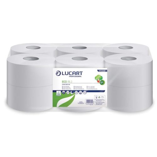 Toalettpapír, 2 rétegű, 120 m, 19 cm átmérő, LUCART, "Eco", fehér