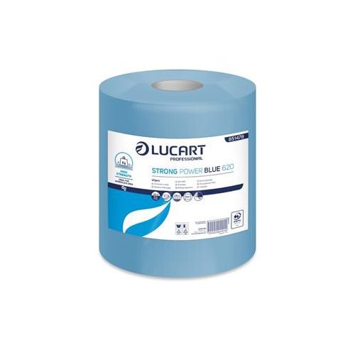 Törlőkendő, tekercses, ipari, LUCART "Strong Power Blue 620", kék