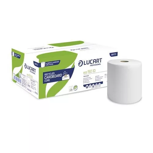 Kéztörlő, tekercses, 2 rétegű, LUCART, "Eco 150 ID", fehér