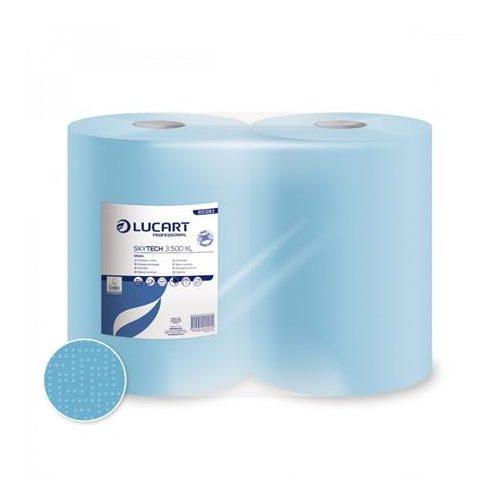 Törlőkendő, tekercses, 3 rétegű, LUCART "SKYTECH 3.500 XL", kék