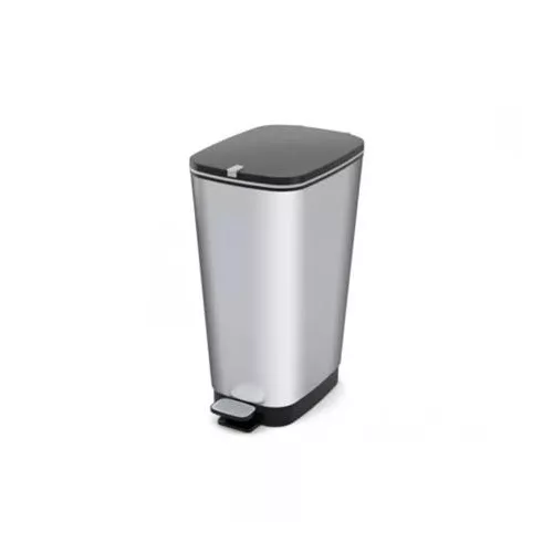 Pedálos szemetes, fémhatású, 45 l, CURVER "Chic", ezüst