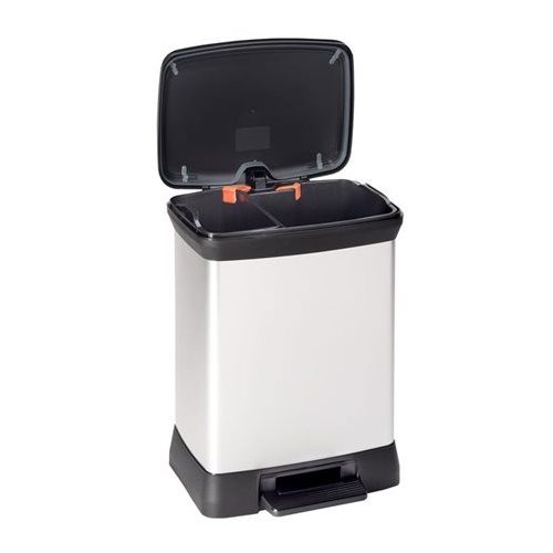 Pedálos szemetes, műanyag, duo, 10+18 l, CURVER, szürke/fekete