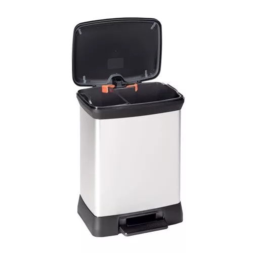 Pedálos szemetes, műanyag, duo, 10+18 l, CURVER, szürke/fekete