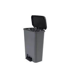   Pedálos szemetes, téglalap alakú, 50 l, CURVER "Compatta", sötétszürke